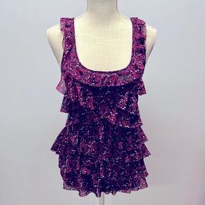 Express Sleeveless Floral Tiered Top Size S